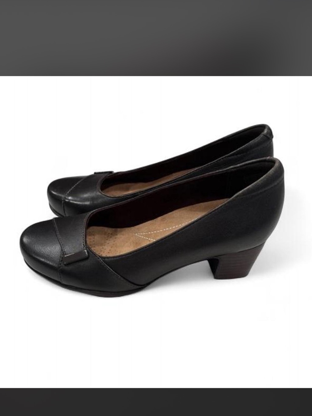 Clarks Black Low Block Heel Women's Pumps